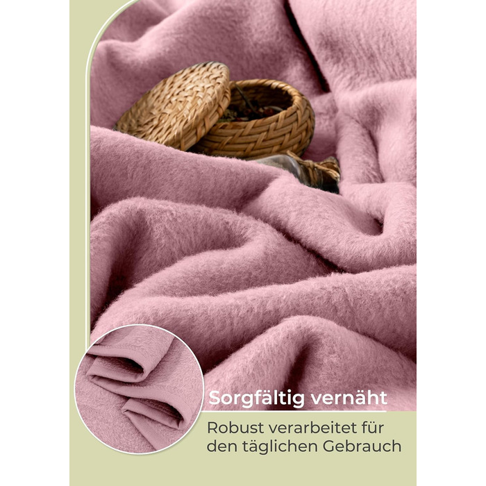Ковдра LAYENBURG Premium з бавовни, Oeko-Tex 100, 150x200 см, пудрово-рожева. М'яка пледова ковдра для дому, дивана та ліжка. Бавовняний мікс, тепла та затишна.
