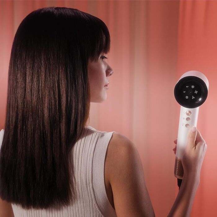 Фен Cecotec DryGlam Waves Champagne з безщітковим мотором та Plasmatechnologie, 1600W, 110000RPM, 4 насадки, Coanda-ефект, цифрова панель, інтелектуальне регулювання температури, функція пам'яті