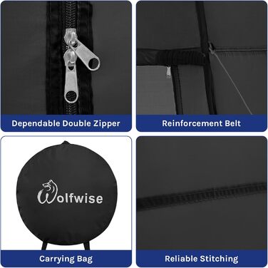 Намет для душу WolfWise Pop-Up – для кемпінгу, пляжу, відпочинку на природі, 190 см, чорний/зелений/синій