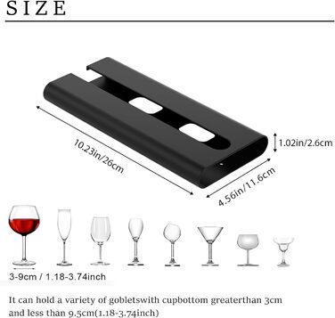 Набір тримачів для келихів Vaisoeny (4 шт.) - кріплення під шафу, без свердління, чорний