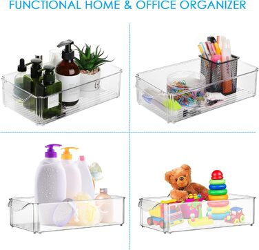 Органайзери для холодильника, набір 3 шт., з кришкою, з прозорого пластику. Підходять для холодильника, комори, морозильника, шаф.