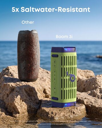 Soundcore Boom 3i від Anker – портативна Bluetooth колонка, водонепроникна IP68, 50W, BassUp™ 2.0, BT 5.3, 16 годин, світлодіодна підсвітка, TWS Stereo, для каякінгу, риболовлі, кемпінгу (зелений)
