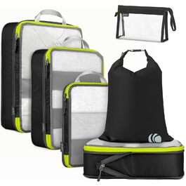 Набір органайзерів для подорожей Cipway: компресійні сумки для одягу та рюкзака, легкі сітчасті пакувальні куби (6 шт), чорний