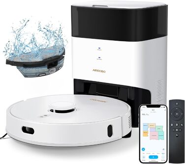 Робот-пилосос AIRROBO GT21 з функцією миття: потужний робот-пилосос з док-станцією 5л, LiDAR навігація, 180 хв роботи, автоматичне порожнення, керування через додаток