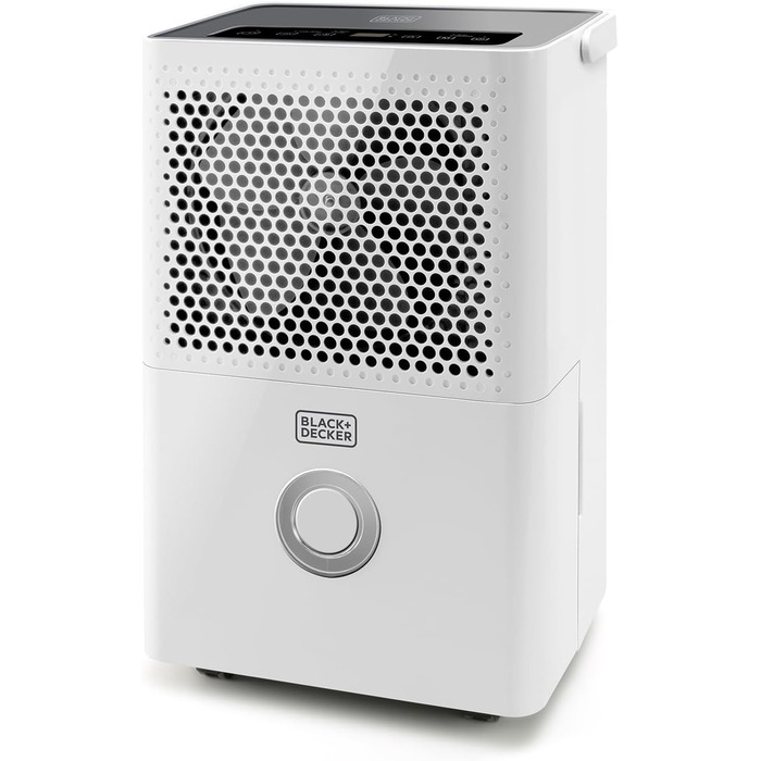 Зволожувач повітря BLACK+DECKER BXDH12E, 12 л/24 год, функція сушіння, 2 швидкості, резервуар 1.8 л, програмування 24 год, знімний та миючий фільтр, до 25 м², тихий