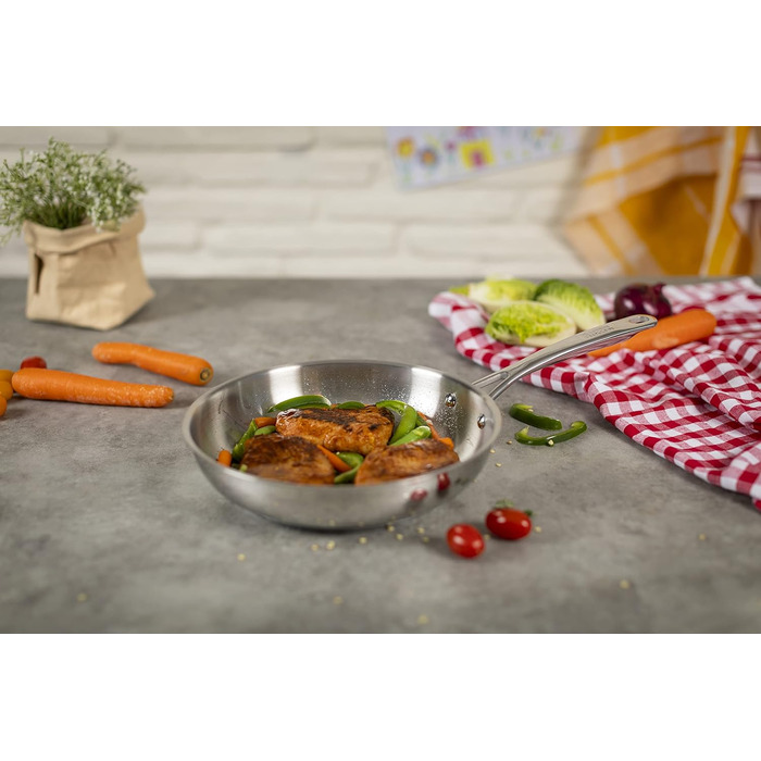 Сковорода KUHN RIKON Allround 24 см, незмінне покриття, нержавіюча сталь, для всіх типів плит (включно з індукційними), для швидкого обсмажування