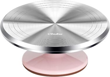 Ohuhu Поворотна платформа для тортів 30 см, алюмінієва, рожева | Підставка для декорування тортів