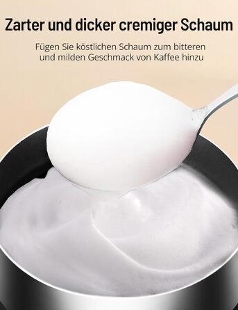 Піноутворювач молока KLEAH електричний 4-в-1, електричний піноутворювач молока для гарячого та холодного, тепле молоко, електричний піноутворювач молока, піноутворювач молока з нержавіючої сталі (білий)