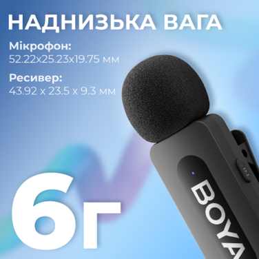 Бездротовий петличний мікрофон BOYA BY-V2 Lightning Black