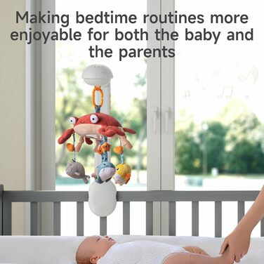 Мобіль для дитячої кроватки TUMAMA: музика, нічник, м'які іграшки, для немовлят 0-9 місяців