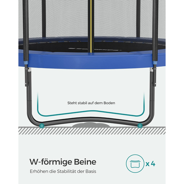 Батут SONGMICS садовий Ø305 см з захисною сіткою та драбиною, чорно-синій