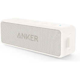 Портативна Bluetooth колонка Anker SoundCore 2, білий колір. Якісний звук, потужний бас, 24 години роботи від акумулятора, водонепроникність IPX7, сумісна з iPhone, Galaxy та іншими пристроями.
