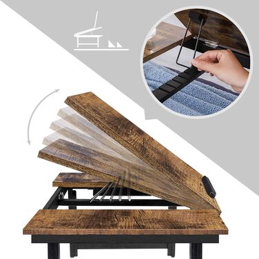 Стіл для ноутбука SONGMICS LLD110B01: регульована висота, складні ніжки, для ліжка та дивана, до 14.3 дюймів, 71 x 35 x 23 см, вінтажний коричневий
