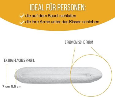 Дитяча подушка Inphysio з memory foam - бамбукова тканина, гіпоалергенна - для комфортного сну - ергономічна подушка для шиї - 50 x 30 x 5,5 см (перлова)
