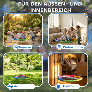 Дитяча гойдалка-гніздочко з регулюванням висоти, Ø 120 см, витримує до 300 кг, для дітей віком 3-8 років, розміри 120 x 120 x 180 см, багато кольорів