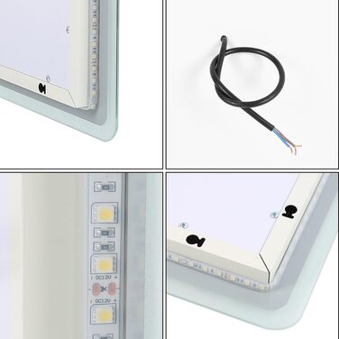 Дзеркало для ванної кімнати Kedia LED з підсвічуванням, 100x60 см та 120x70 см (білий)