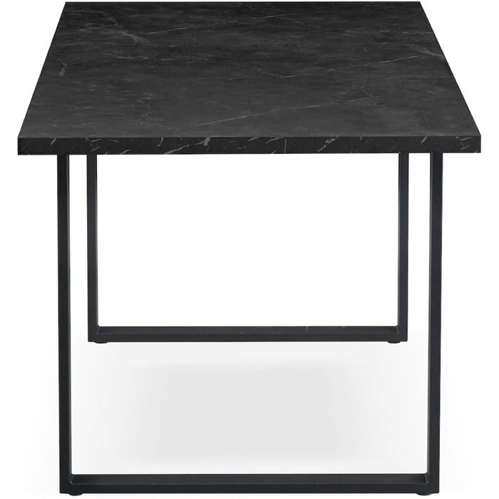 Розсувний обідній стіл B&D Home Anna | 120-160 x 80 см, на 4-6 осіб | стіл для кухні/їдальні з дерев'яними ніжками, чорний | скандинавський/індустріальний дизайн, Texas-Eiche (дуб Техас), 11202-US-EITE (чорний мармур/чорний)