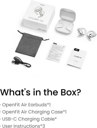 Справжні бездротові Bluetooth-навушники SHOKZ OpenFit Air, 28 год, IP54, з мікрофоном, білий