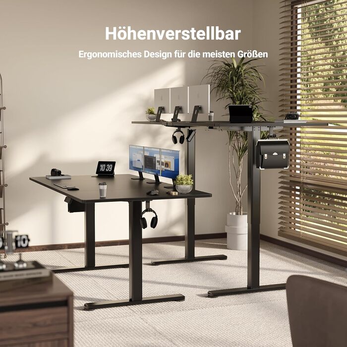 Регульований стіл Claiks 120x60 см, електричний, з пам'яттю, з гачками | Стіл для стоячи та сидячи