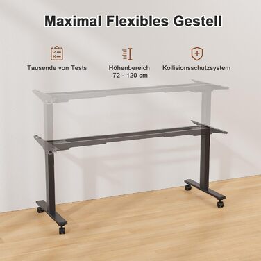 Регульований стіл JUMMICO з міцним металевим каркасом та 2 моторами, 3 режими пам'яті, для сидячої та стоячої роботи (білий), 100 x 140 см, чорний