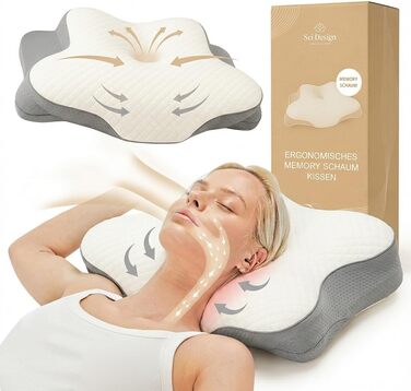 Ортопедична подушка для шиї Sei Design з Memory Foam - для спини та боку, Oeko-Tex®, Lyocell, охолоджуючий чохол
