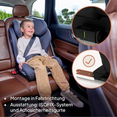 Автокрісло Lionelo NEAL I-Size, група 2/3, 100-150 см, 3-12 років, ISOFIX, регульована підголовник, бічні захисти, підлокітники, стандарт R129