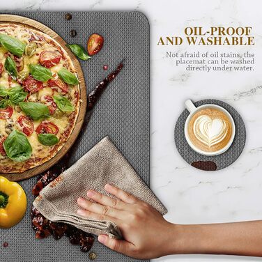 Набори серветок на стіл, 6 шт., чорні, миючі, підставки під тарілки, серветки для дітей, осінні, шкіряні, підставки під тарілки