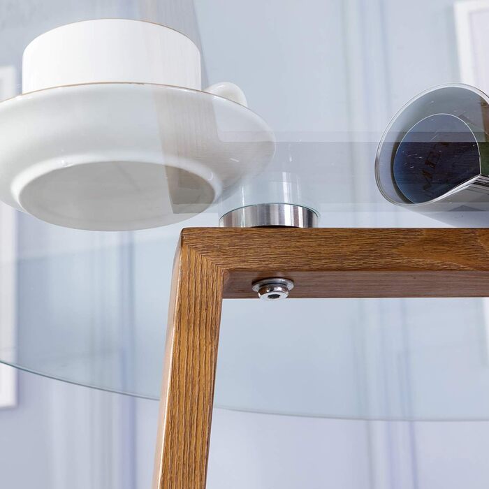 Елегантний обідній стіл H.J WeDoo з 2 стільцями: скляний круглий стіл у скандинавському стилі для балкона, вітальні та їдальні, білий колір, 2 стільці з бука (білий)