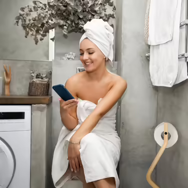 WC гарнітур Relaxdays: підлоговий тримач для туалетного паперу, туалетна щітка з підставкою, 75x18,5x18,5 см, сірий/натуральний