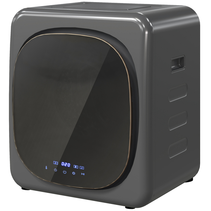 Сушарка для білизни з УФ-дезінфекцією, компактна, місткістю 4 кг, з нержавіючої сталі, сірого кольору