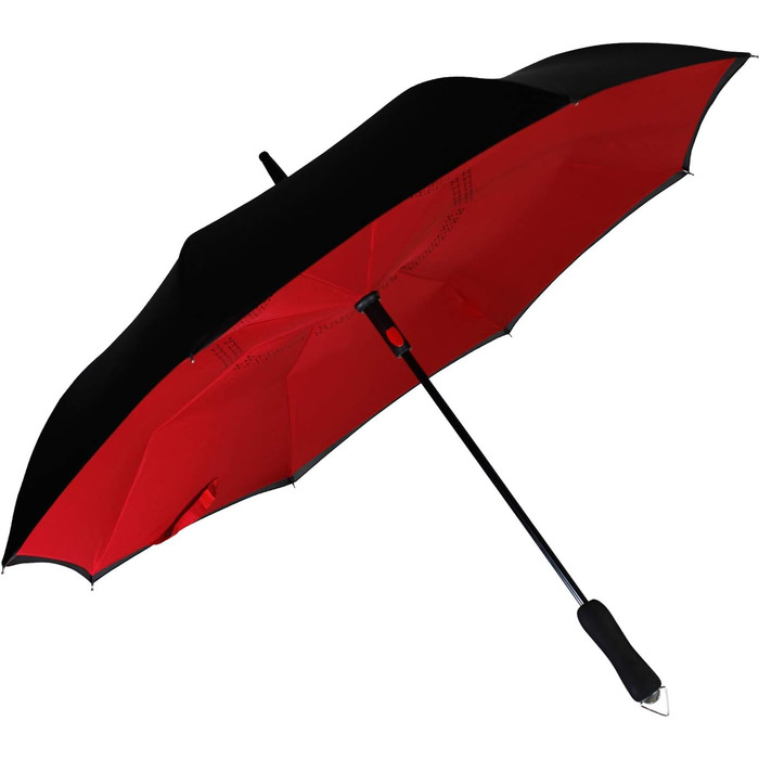 Зворотний парасольку автоматичний для відкриття догори дном - чорно-темно-червоний