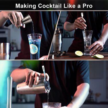 Подарунковий набір для коктейлів 20 предметів: шейкер, стійка акрилова 360°, мірний стакан, барний набір 750 мл, нержавіюча сталь