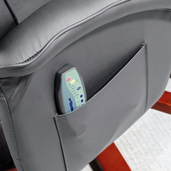Масажне крісло HOMCOM Recliner з табуреткою Телевізор Функція відкидання на 360° з бічною кишенею Штучна шкіра 73 x 83 x 106см Темно-сірий | Аосом