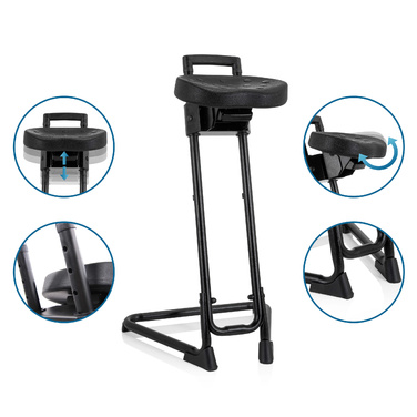 Крісло для роботи TOP WORK 32 з м'яким сидінням з піни PU, металевим каркасом, чорного кольору - hjh OFFICE