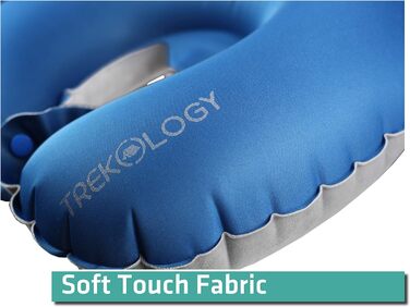 Подушка для подорожей TREKOLOGY надувна, блакитна: для шиї та голови в літаку та під час подорожей