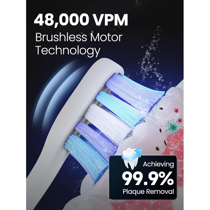 Електрична зубна щітка для дорослих B10PRO - акумулятор до 180 днів, 5 режимів, 48000 вібрацій/хв, IPX8, таймер, 4 насадки (рожева)