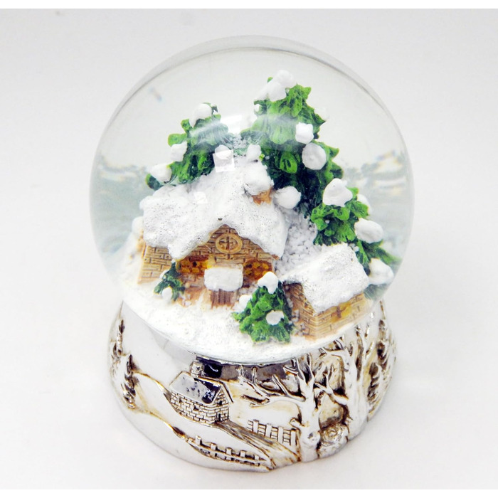 Хатина Snow Globe Чарівна гірська хатина на п'єдесталі Срібна музична шкатулка Різдво - 100мм*20163