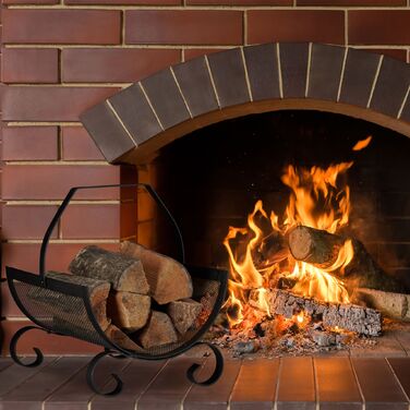 Кошик для дров Relaxdays, чорний