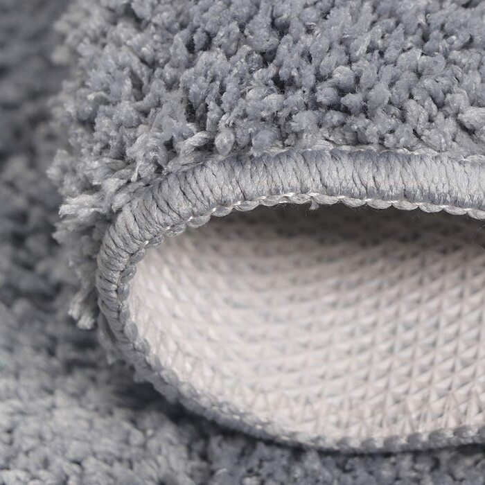 Набір килимків для ванної кімнати Jianyana (3 шт.) з мікрофібри, антиковзаючі, м'які, з довгим ворсом, для душу, у формі контуру, на унітаз, сірий в смужку