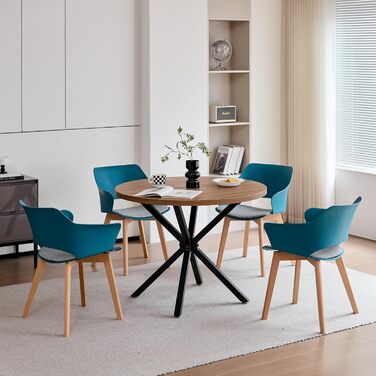 Набір з 8 кухонних стільців GrandCA HOME з масивних дерев'яних ніжок, оббивка, зелений (Lago Blu-n)