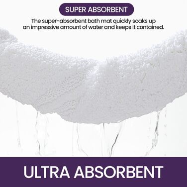 Килимок для ванної кімнати DEXI 60 x 110 см, антиковзаючий, з мікрофібри, білий