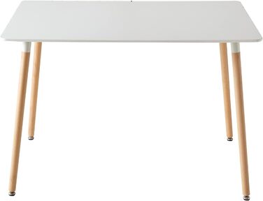 Стіл обідній GrandCA HOME прямокутний, 110x70x75 см, білий. Масивне дерево, MDF, для кухні/вітальні