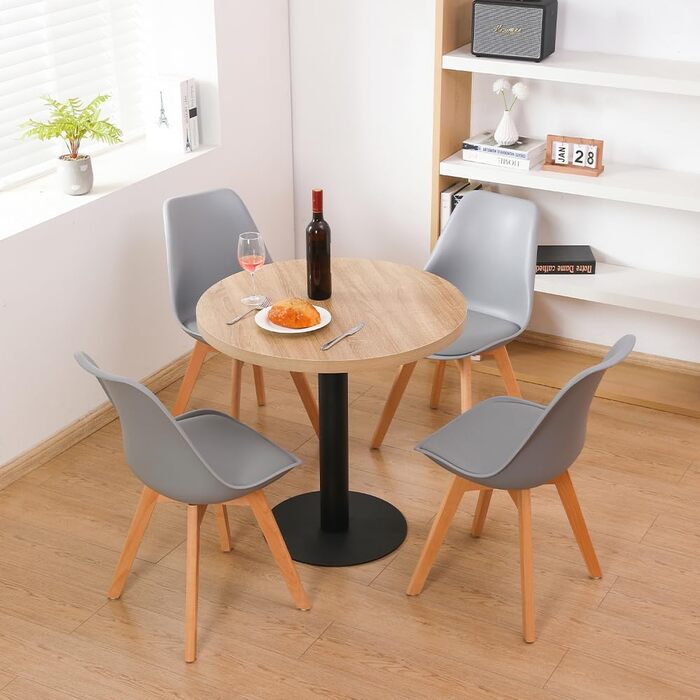 Кухонний стіл Mingone 80x80 см з дерев'яною стільницею та металевими ніжками. Квадратний стіл з колекції для вітальні, балкону або їдальні. З колекції Mingone, колір дуб.