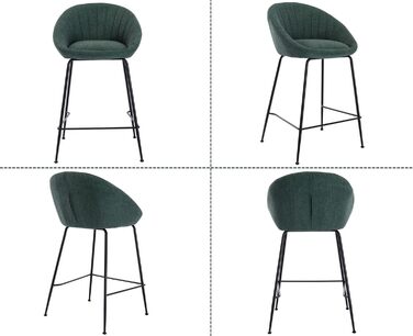 Барні стільці 2 шт. Chairus, металевий каркас, з льону, для кухні/домашнього бару (зелений)