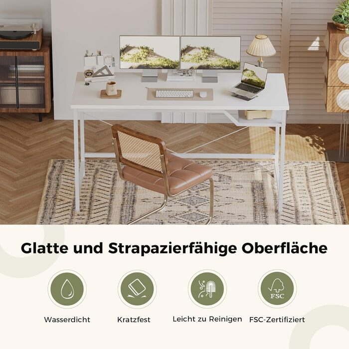 Комп'ютерний стіл Mericonia 120 см, ігровий стіл для невеликих приміщень, білий стіл для дому та офісу, стіл для студентів 120x60 см