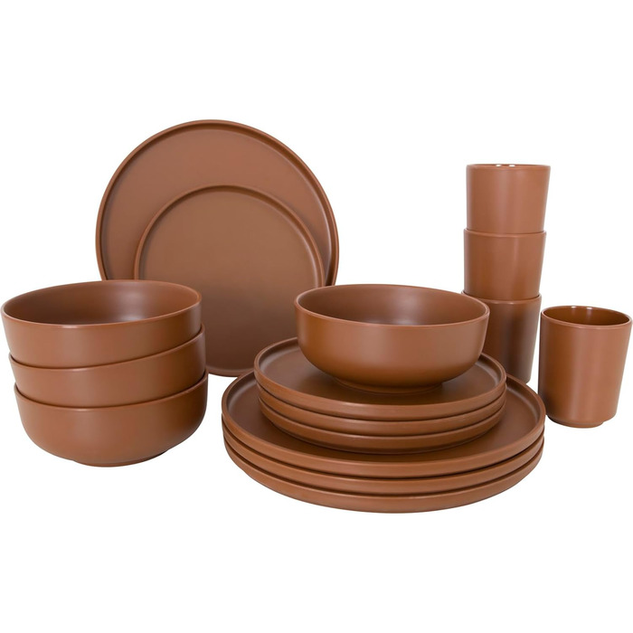 Набір посуду для кемпінгу Bo-Camp Melamin 16 предметів (колір: коричневий)