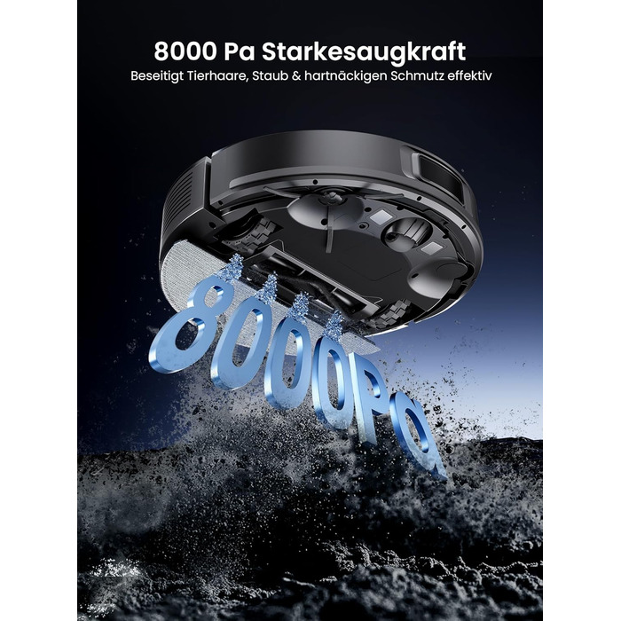 Робот-пилосос Proscenic Q10 з мокрою очисткою, 8000Pa, 200 хвилин роботи, лазерна навігація, керування через додаток, Alexa, Siri, Apple Watch, чорний