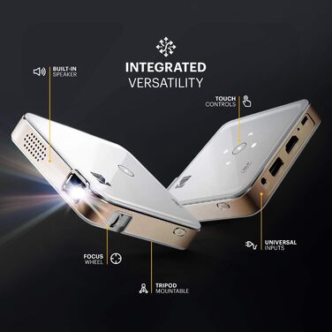 Портативний проєктор KODAK Luma 150: 1080p HD LED DLP з HDMI, USB, Micro SD та вбудованим динаміком. Сумісний з iOS та Android