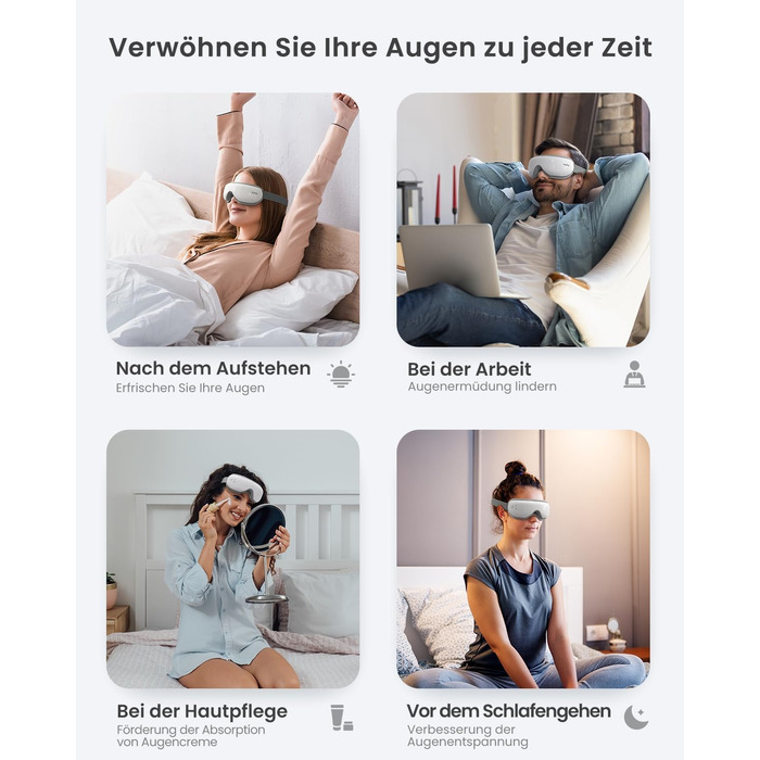 Масажер для очей RENPHO Eyeris 1 з підігрівом, вібрацією та Bluetooth, акумуляторний. Полегшення сухих очей, подарунок для жінок та чоловіків