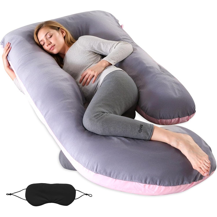 Подушка для вагітних BBWELL U-подібної форми, 80x120x180 см, сіро-рожева